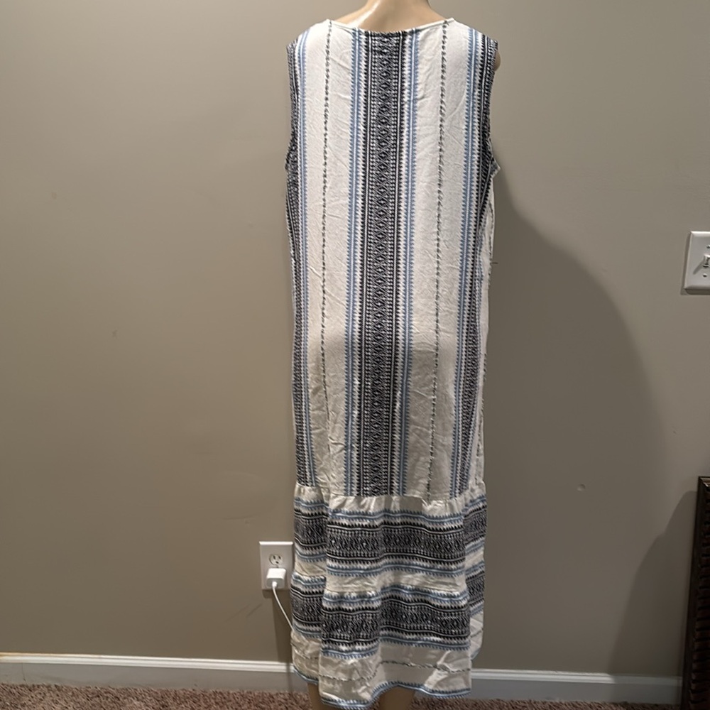 J.Jill Womens Maxi Dress Sleeveless Blue White Stripe Boho Sundress size 2X - Picture 7 of 9